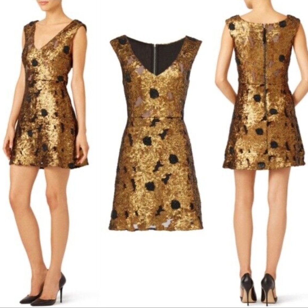 Tracy Reese Black Label Cleopatra Bronze Gold Sequin Dress